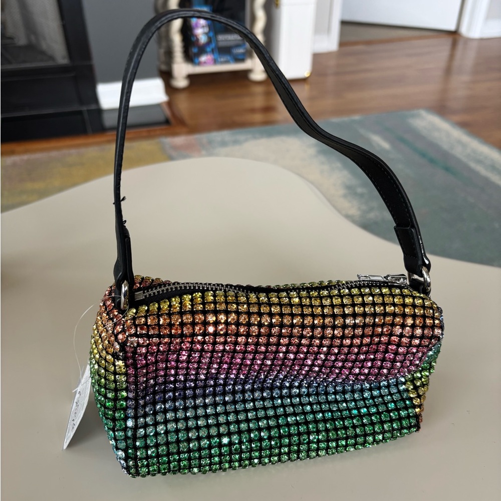 ✨NWT✨ FREE PEOPLE rainbow rhinestone mini shoulder bag - Picture 2 of 10